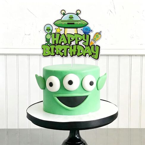 Alien Cake Topper, Alien and UFO Abduction Theme Happy Birthday Cake Decoration, Adorable Alien Party Decoration Supplies for Boys Girls in Saudi Arabia