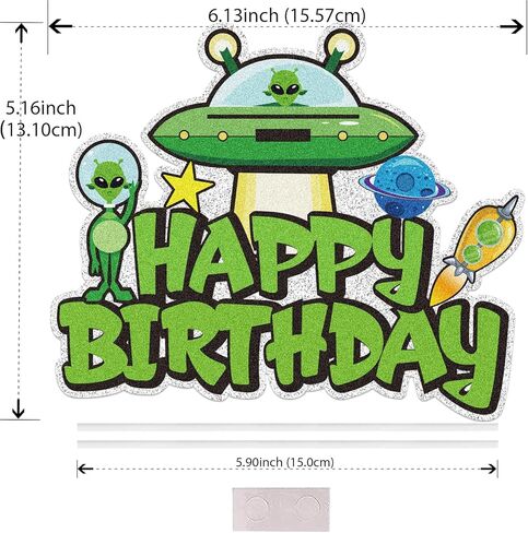 Alien Cake Topper, Alien and UFO Abduction Theme Happy Birthday Cake Decoration, Adorable Alien Party Decoration Supplies for Boys Girls in Saudi Arabia