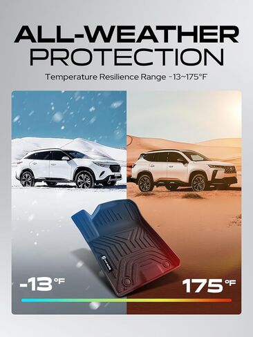 سجادات أرضية YHTAUTO وسجادة شحن متوافقة مع Nissan Armada 2017-2024 (8 مقاعد)، بطانات أرضية TPE للحماية من جميع الأحوال الجوية، تناسب مخصص، الصف الأول والثاني والثالث وسجادة صندوق السيارة، مجموعة من 5 in Kuwait