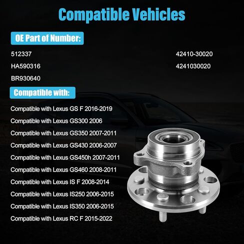 512337 محور العجلة الخلفية ومجموعة المحمل لكزس GS F 16-19، GS300 2006، لـ GS350، GS450h 07-11، GS430 06-07، GS460 08-11، لكزس F 08-14، IS250، IS350 06-15، RC F 15-22 in Kuwait