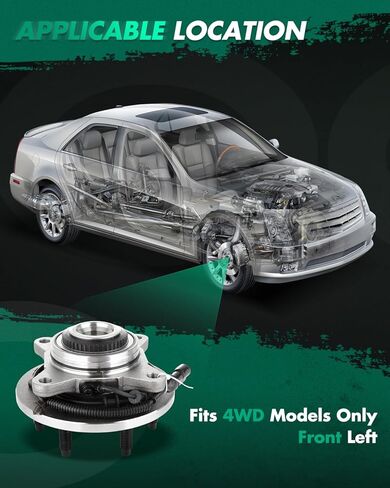 SCITOO Wheel Bearing and Hub Replaces 515046 Front fit for Ford Expedition 2003-2006, for Ford for F-150 2004-2008, for Lincoln Mark LT 2006-2008 Hub Bearing Assembly 6 Lugs W/ABS [2pc] in Kuwait