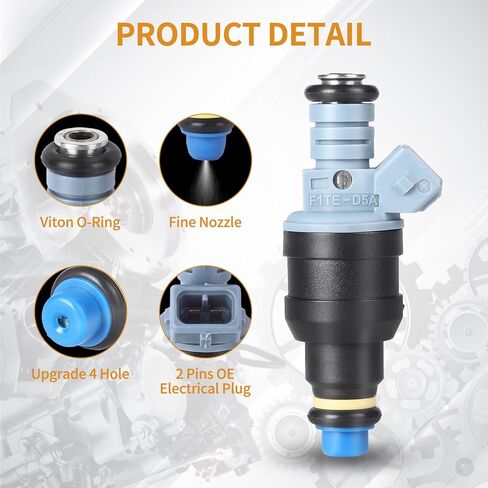 Fuel Injector 4 Holes 8PCS 0280150947 Compatible with Ford for Mustang E-250 E-350 Econoline F-250 F-350 F-53 Motorhome Chassis, for Pontiac 928 V8 5.0L 7.5L 0280155715 in Kuwait