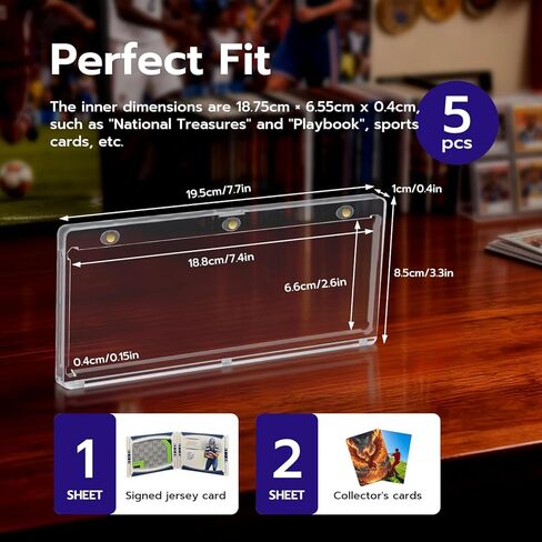 Mcbazel 5 Pack 187mm Horizontal Booklet Magnetic Card Holder, Acrylic One Touch Card Case Holder Compatible with National Treasures, Playbook and More in Kuwait