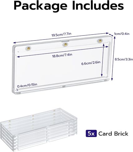 Mcbazel 5 Pack 187mm Horizontal Booklet Magnetic Card Holder, Acrylic One Touch Card Case Holder Compatible with National Treasures, Playbook and More in Kuwait