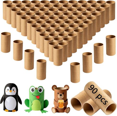 Yalumo Cardboard Tubes for Craft, 90 PCS Brown Thick and Sturdy Toilet Paper Rolls for Crafts, Paper Towel Tubes Classroom Family Handmade DIY Projects, 3 Sizes (1.5", 1.6", 1.7") in Saudi Arabia