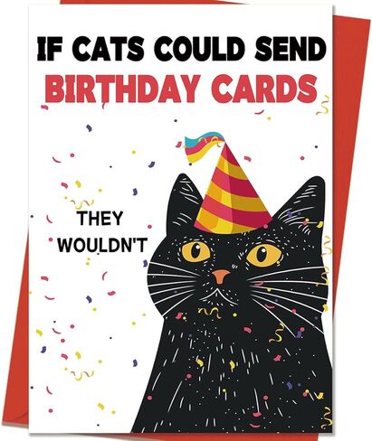 Funny Cat Birthday Card, Cat Mom or Dad Bday Cards for Husband, Wife, Friend, and Every Cats Lover in Saudi Arabia