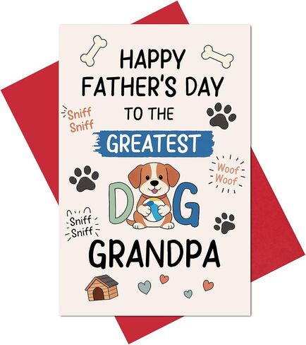 Alzombi Happy Father's Day Card for Dog Grandpa, Granddad Father's Day Card from Dogs Granddogs Grandson Granddaughter, Greatest Dog Grandpa Cards Gifts in Saudi Arabia
