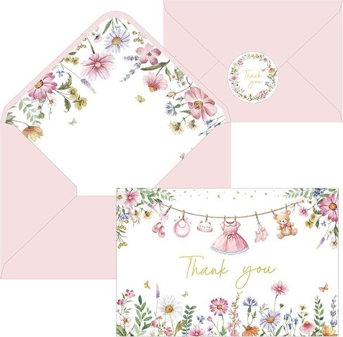 IANFEPH 24 Pack Vintage Floral Thank You Cards with Envelopes Stickers, 4 x 6 Inch Watercolor Wildflower Butterfly Decorative Blank Greeting Card for Birthday Wedding Party Baby Shower Graduation in Saudi Arabia