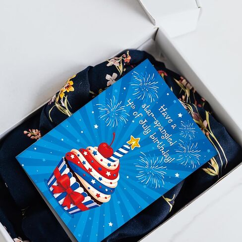 SuperShunhu 4th of July Birthday Card, Patriotic Birthday Card, Red White and Blue Independence Day Birthday Card for Friends Family in Saudi Arabia