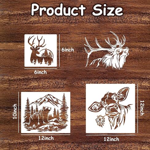 9 Pcs Large Animal Stencils for Painting,Reusable 12" Bear Deer Cow Templates,Farmhouse Animal Stencils for Wood Burning Fabric Walls Art DIY Home Decor in Saudi Arabia