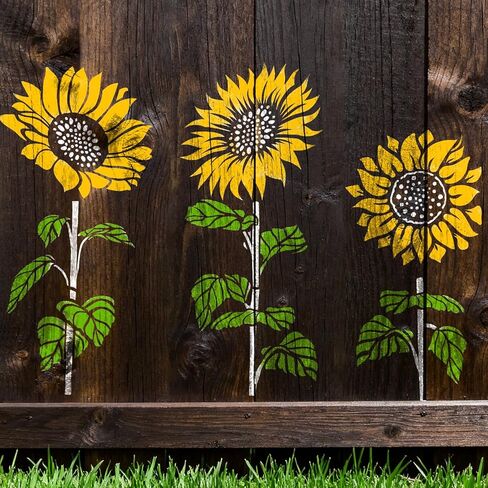 6PCS Large Sunflower Stencils for Painting Garden Fence, Flower Stencils for Painting on Walls, Reusable Floral Stencil for Wood Fabrics Furniture in Saudi Arabia