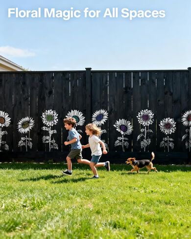 6PCS Large Sunflower Stencils for Painting Garden Fence, Flower Stencils for Painting on Walls, Reusable Floral Stencil for Wood Fabrics Furniture in Saudi Arabia