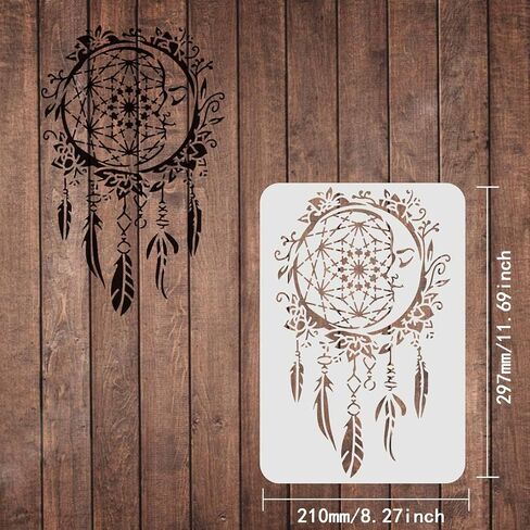 قوالب استنسل رسم على شكل قمر Dreamcatchers من FINGERINSPIRE مقاس 11.6 × 8.3 بوصة استنسل بلاستيكي لتزيين استنسل مستطيل للرسم على الخشب والأرضيات والجدار والقماش in Kuwait