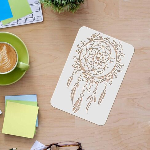 قوالب استنسل رسم على شكل قمر Dreamcatchers من FINGERINSPIRE مقاس 11.6 × 8.3 بوصة استنسل بلاستيكي لتزيين استنسل مستطيل للرسم على الخشب والأرضيات والجدار والقماش in Kuwait