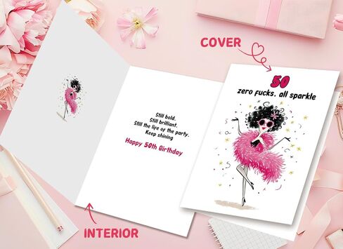 Funny 50th Birthday Card for Women,Humor Birthday Gift for Friend Sister Coworker,50 Bday Gift Idea for Her in Saudi Arabia