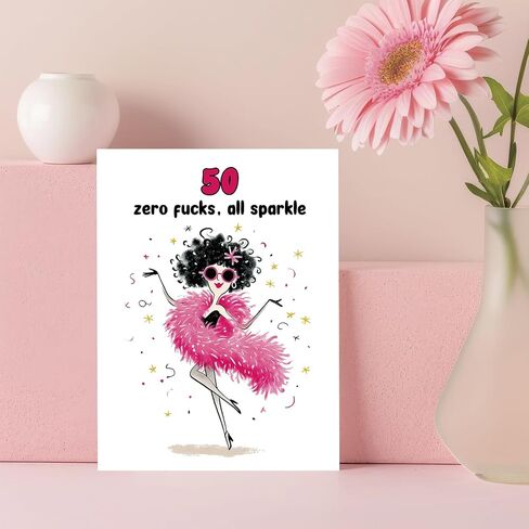 Funny 50th Birthday Card for Women,Humor Birthday Gift for Friend Sister Coworker,50 Bday Gift Idea for Her in Saudi Arabia