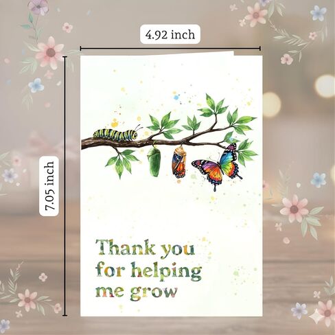Teacher Card Thank You For Helping Me Grow, Teachers Appreciation Cards With Envelopes From Student Parent Or Class, Teacher Greeting Card, Christmas, Birthday Gifts, Happy Birthday Teacher Gift Cards, Thank You Notes For Mentor in Saudi Arabia