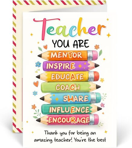 Teacher Card Thank You For Helping Me Grow, Teachers Appreciation Cards With Envelopes From Student Parent Or Class, Teacher Greeting Card, Christmas, Birthday Gifts, Happy Birthday Teacher Gift Cards, Thank You Notes For Mentor in Saudi Arabia
