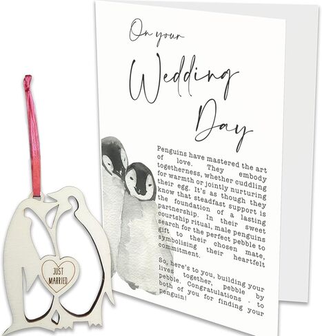 Penguin Wedding Card with Heartfelt Story and a Wooden Windcatcher Keepsake (Wedding) in Saudi Arabia