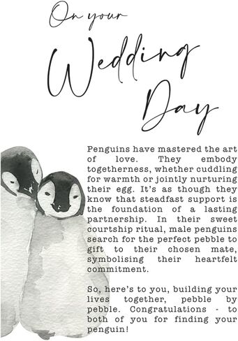 Penguin Wedding Card with Heartfelt Story and a Wooden Windcatcher Keepsake (Wedding) in Saudi Arabia