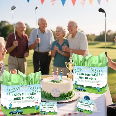 SolarGlory Golf Retirement Gift Bag Happy Retirement Decorations for Men, Women Golf themed Gift Bag with Handle Tissue Paper Greeting and Card, Farewell party Going Away Party Supplies in Saudi Arabia