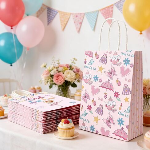 READIGO 16PCS Fancy Party Bags, Pink Ooh La La Gift Treat Bags, Fancy Party Decorations for Birthday, Baby Shower Supplies in Saudi Arabia