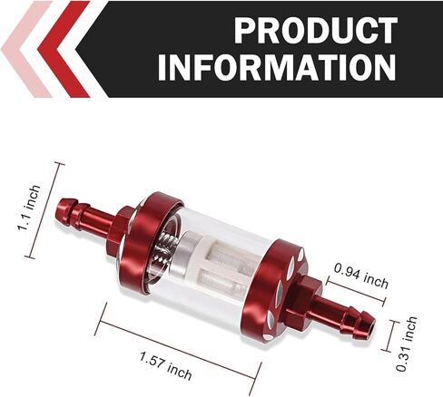 Car Fuel Filter, In-line Tempered Glass Transparent Structure High Efficiency Filter for Small Engine, Alloy CNC Modified Removable and Cleanable Oil Cup, for Most Motorcycles SUVs ATVs (Red) in Saudi Arabia