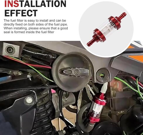 Car Fuel Filter, In-line Tempered Glass Transparent Structure High Efficiency Filter for Small Engine, Alloy CNC Modified Removable and Cleanable Oil Cup, for Most Motorcycles SUVs ATVs (Red) in Saudi Arabia