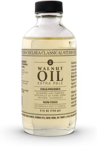 Chelsea Classical Studio Walnut Oil Paint Medium - Cold Pressed Extra Pale NaturAlly Clarified De-Yellowed By Natural Processed Walnut Oil - [4 oz. Bottle] in Saudi Arabia