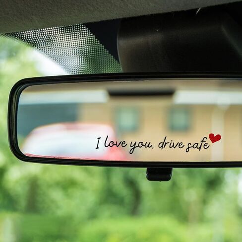 12pcs I Love You Drive Safe, Vinyl Rear View Mirror Sticker, Cute I Love You Drive Safe Sticker, Rearview Mirror Decal Valentines Day Gifts for Her, Him,Black in Saudi Arabia