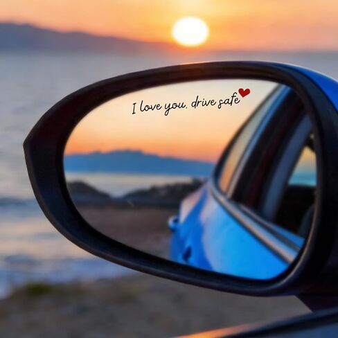 12pcs I Love You Drive Safe, Vinyl Rear View Mirror Sticker, Cute I Love You Drive Safe Sticker, Rearview Mirror Decal Valentines Day Gifts for Her, Him,Black in Saudi Arabia