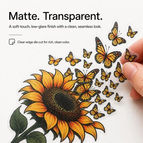 Sunflower Butterfly Car Stickers, Yellow Floral Butterfly Car Decals Made of Automotive Grade Vinyl for Cars, Trucks, SUVs, Windows and Bumpers, Car Decor for Women Girls, Helps Cover Scratches (B) in Saudi Arabia