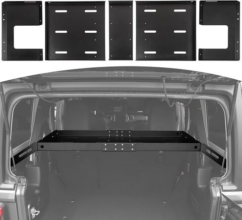 RT-TCZ Rear Trunk Cargo Rack Basket for Jeep Wrangler JKU (2007-2017) & JLU (2018+), 4 Door Interior Storage Shelf, Black Aluminum Alloy & Stainless Steel, 1PC Integrated Pallet in Kuwait