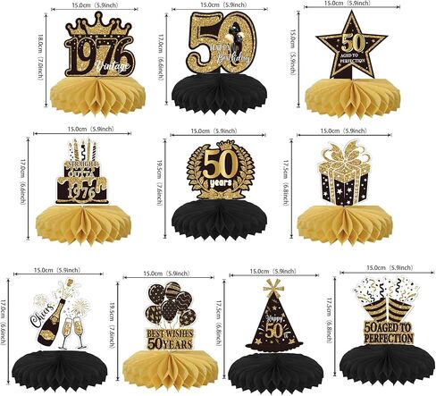 10 Pack 50th Birthday Honeycomb Centerpieces Hello 50th Birthday Party Decorations Cheers to 50 Years Anniversary Table Toppers Straight Outta 1976 Table Decorations for Men Women Birthday Decors in Kuwait