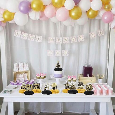10 Pack 50th Birthday Honeycomb Centerpieces Hello 50th Birthday Party Decorations Cheers to 50 Years Anniversary Table Toppers Straight Outta 1976 Table Decorations for Men Women Birthday Decors in Kuwait