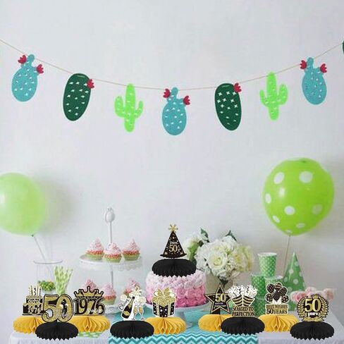 10 Pack 50th Birthday Honeycomb Centerpieces Hello 50th Birthday Party Decorations Cheers to 50 Years Anniversary Table Toppers Straight Outta 1976 Table Decorations for Men Women Birthday Decors in Kuwait