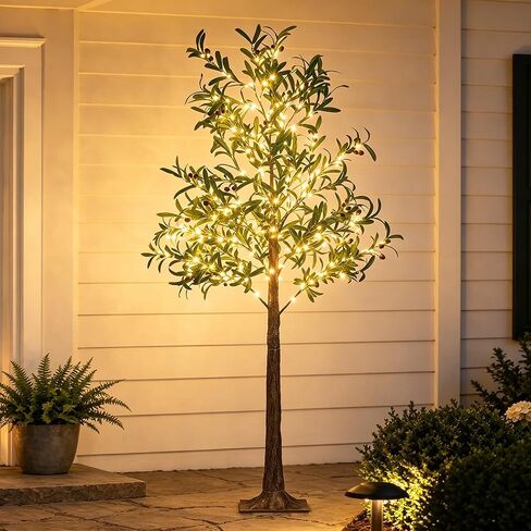 6FT Lighted Olive Tree 200 LED Artificial Fairy Lights Tree with Olive Fruit Faux Plant Tree for Decor Inside and Outside Home Patio Wedding Festival Christmas Decoration Warm White in Saudi Arabia