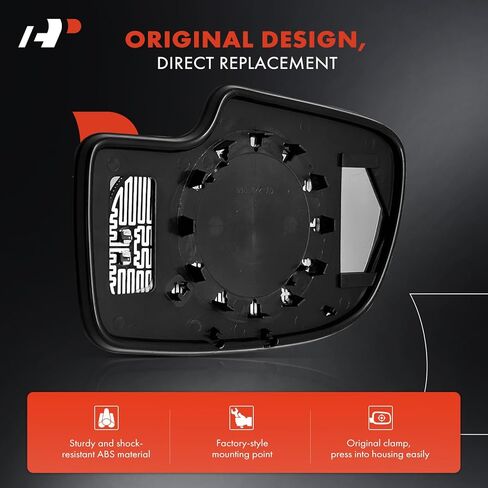A-Premium Right Passenger Side Heated Mirror Glass with Backing Plate Compatible with Chevrolet Silverado 1500, Tahoe & GMC Sierra & Cadillac Escalade ESV EXT - Exterior Side View Convex Mirror in Kuwait
