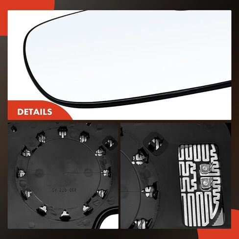 A-Premium Right Passenger Side Heated Mirror Glass with Backing Plate Compatible with Chevrolet Silverado 1500, Tahoe & GMC Sierra & Cadillac Escalade ESV EXT - Exterior Side View Convex Mirror in Kuwait