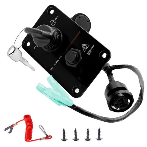 Outboard Key Switch Panel,Single Engine Marine Ignition Main Switch Assembly On-Off-Start 704 Control Box Replacement for Yamaha Outboard Yacht 704-82570-12-00 704-82570-08-00 in Saudi Arabia