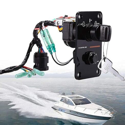 Outboard Key Switch Panel,Single Engine Marine Ignition Main Switch Assembly On-Off-Start 704 Control Box Replacement for Yamaha Outboard Yacht 704-82570-12-00 704-82570-08-00 in Saudi Arabia