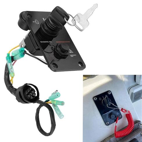 Outboard Key Switch Panel,Single Engine Marine Ignition Main Switch Assembly On-Off-Start 704 Control Box Replacement for Yamaha Outboard Yacht 704-82570-12-00 704-82570-08-00 in Saudi Arabia