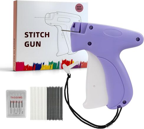 Stitch Gun for Clothes Handheld Tagging Gun for Clothing Quick Clothes Fixer Portable Sewing Gun Sewing Kit Includes 1,000 Black Fasteners & 1,000 White Fasteners & 6 Needles-(Purple) in Saudi Arabia