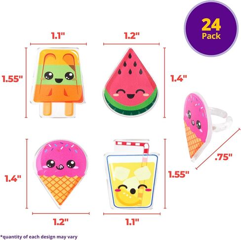 DecoPac Cool Summer Treats Cupcake Toppers, 24 Cupcake Rings With Popsicles, Ice Cream, Watermelon, Lemonade, Food Safe Summer Pool Party Decorations - 24 Pack in Kuwait