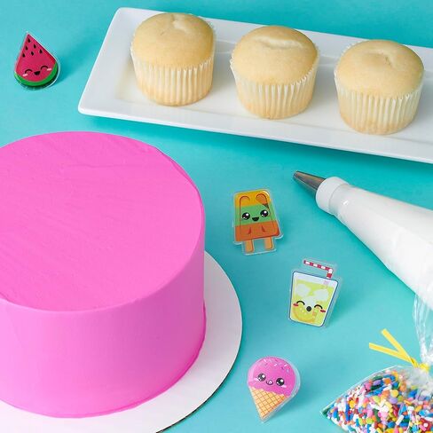 DecoPac Cool Summer Treats Cupcake Toppers, 24 Cupcake Rings With Popsicles, Ice Cream, Watermelon, Lemonade, Food Safe Summer Pool Party Decorations - 24 Pack in Kuwait