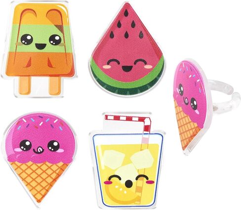 DecoPac Cool Summer Treats Cupcake Toppers, 24 Cupcake Rings With Popsicles, Ice Cream, Watermelon, Lemonade, Food Safe Summer Pool Party Decorations - 24 Pack in Kuwait