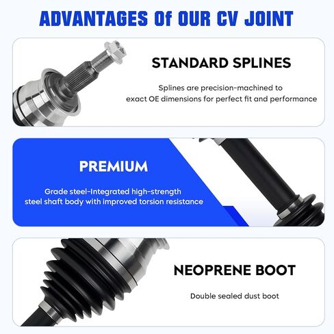 Front Left or Right CV Axle Shaft Assembly Fit for 6L 6.6L for Chevrolet Silverado 2500 HD 3500 HD, for GMC Sierra 2500HD 3500 HD 2011-2014, (Only 4WD), Replace for 66-1556HD, 1 pcs CV Joint Shaft in Kuwait