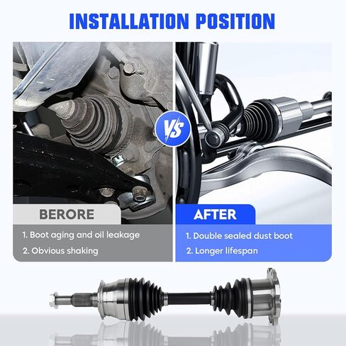 Front Left or Right CV Axle Shaft Assembly Fit for 6L 6.6L for Chevrolet Silverado 2500 HD 3500 HD, for GMC Sierra 2500HD 3500 HD 2011-2014, (Only 4WD), Replace for 66-1556HD, 1 pcs CV Joint Shaft in Kuwait