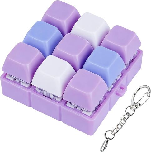 Keyboard Fidget Toy, Keyboard Fidget Keychain 9-in-1 Keyboard Decompression Button Finger Clicker Toys Stress Relief Fidget Gifts (3 Colors- Blue Purple) in Kuwait