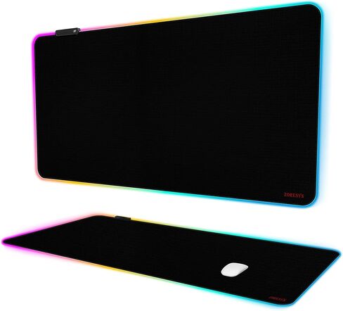 ZORESYN RGB Gaming Mouse Pad - 39.4"x19.7" Large Mousepad with Led Light, Keyboard Pad Gaming Accessories for Desk, Non-Slip Rubber Base Big Mouse Mat for Gamer,Black in Saudi Arabia